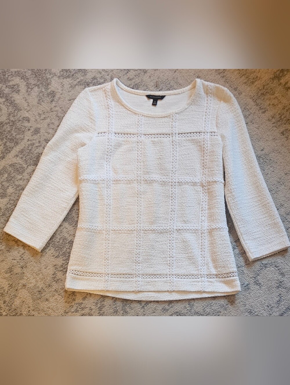 Banana Republic White Eyelet Shirt Medium